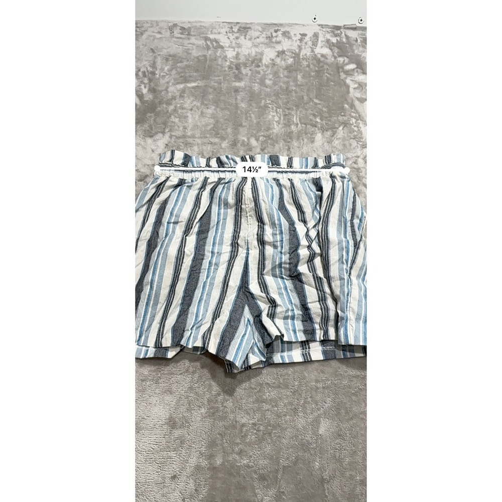 Express Shorts Womens Size Medium Blue Gray Striped Tie Off Paperbag New w/ Tags - Picture 8 of 8